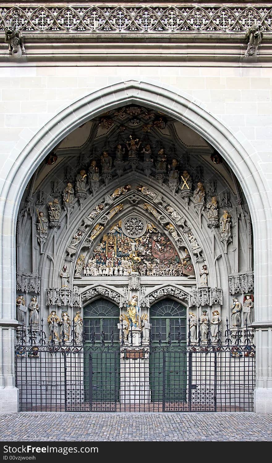 Main portal of st-Vincent Cathedral in Bern. Main portal of st-Vincent Cathedral in Bern