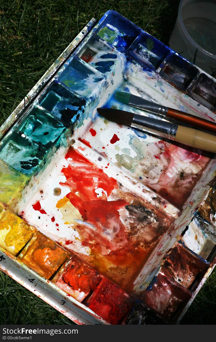 Macro of Watercolor Artist Paint Box. Macro of Watercolor Artist Paint Box