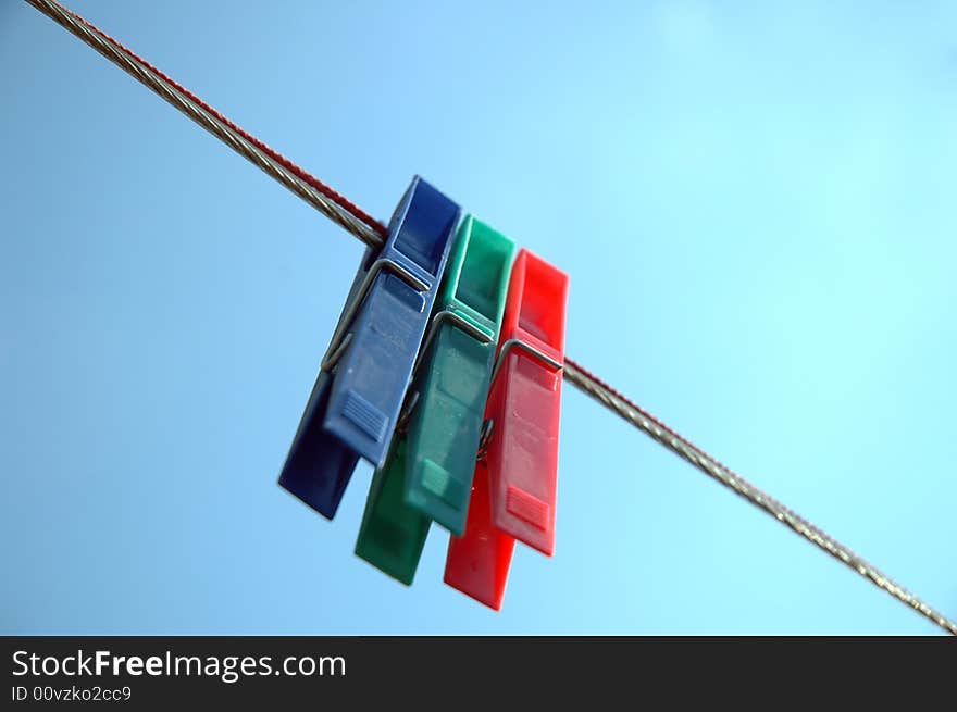 Photo of red green blue clips. Photo of red green blue clips