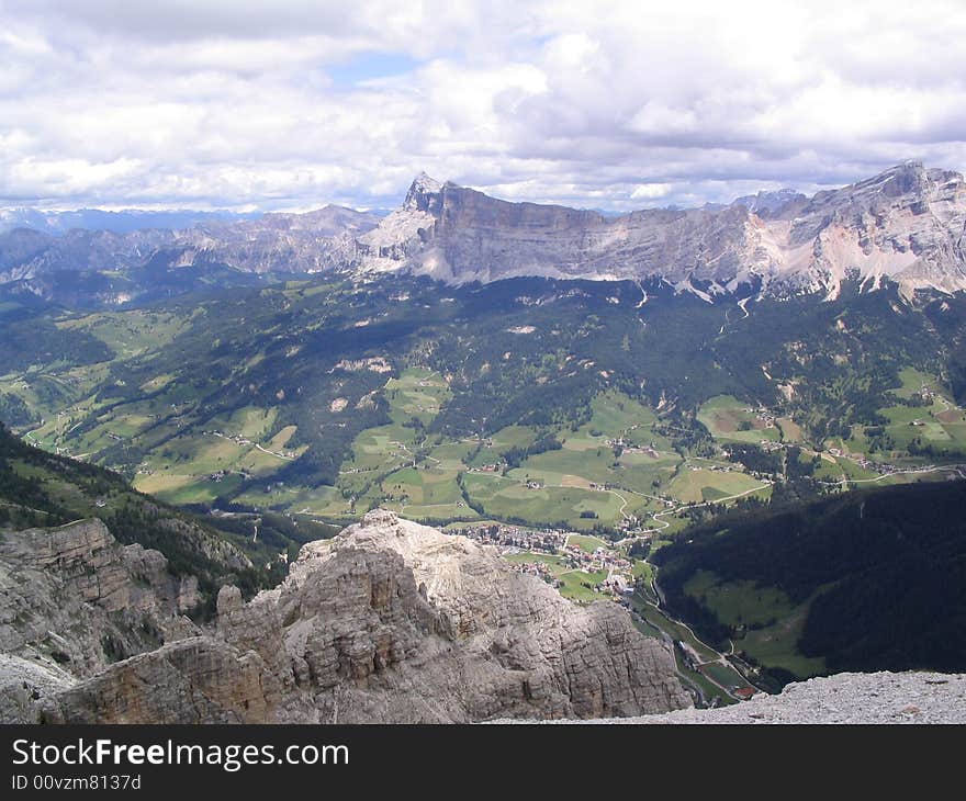 Badia valley from the top of mount Sassongher