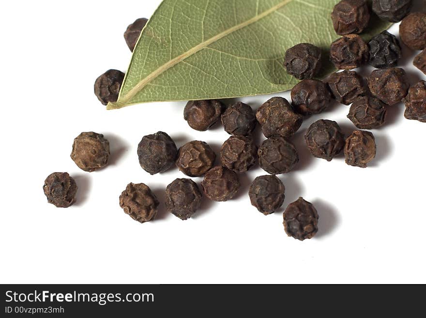 Spices on a white background