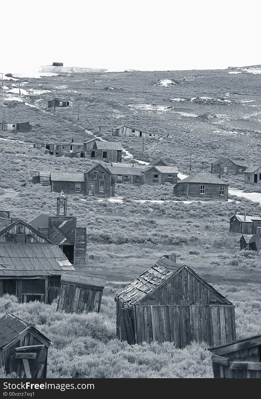 A view looking down Main Street, Bodie Ghost Town, California. A view looking down Main Street, Bodie Ghost Town, California.