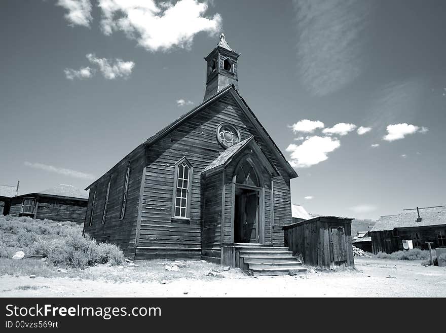 A view of the town church, Bodie Ghost Town, California. A view of the town church, Bodie Ghost Town, California.