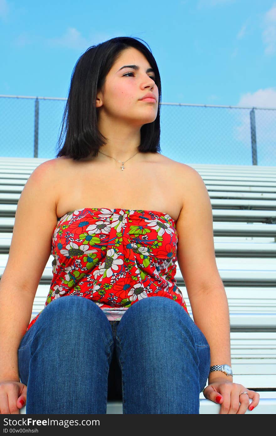 Woman watching a game