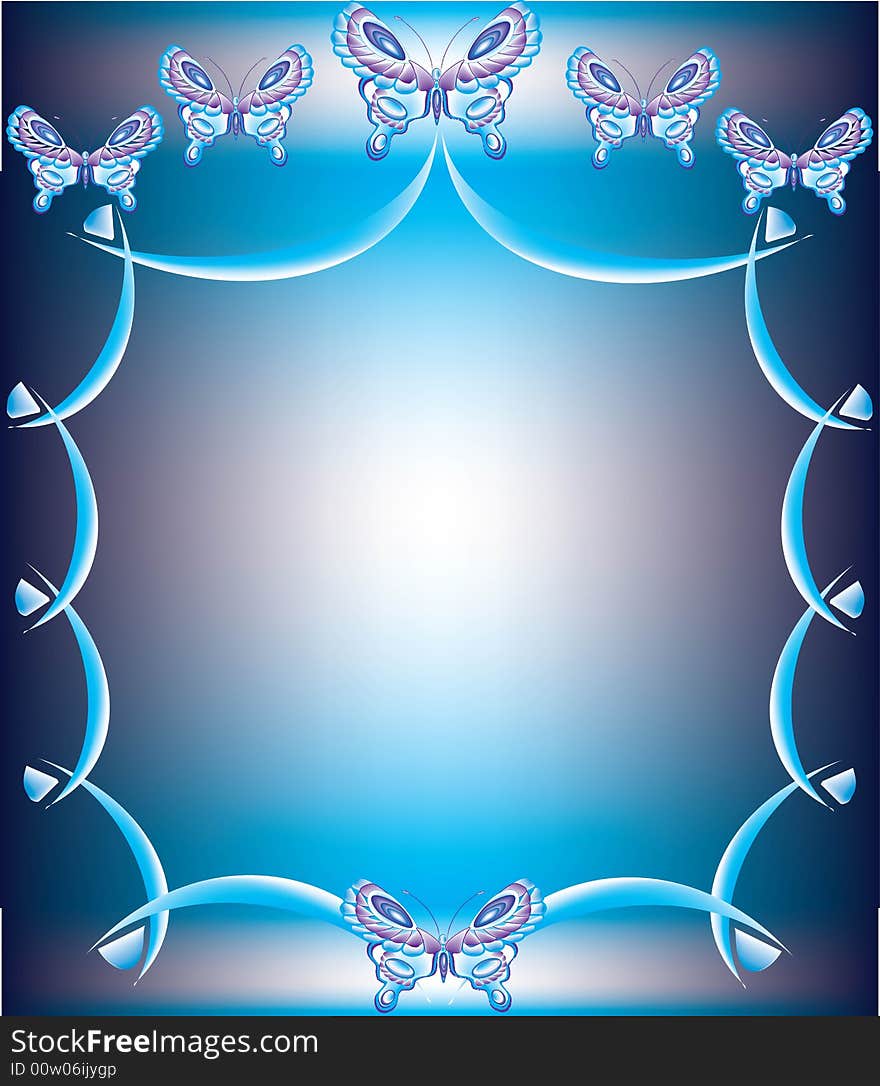 Blue and purple butterfly frame