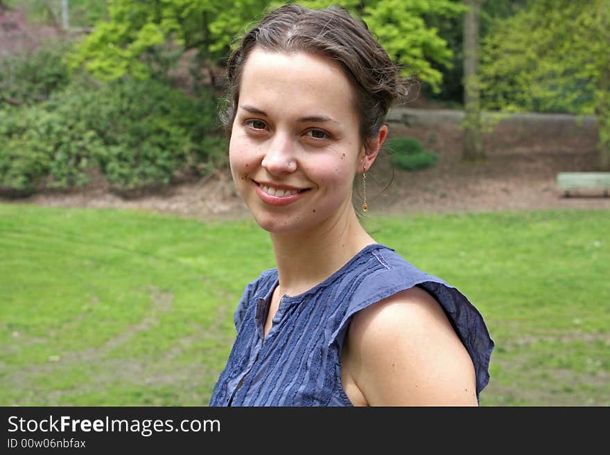 Young Woman In Park