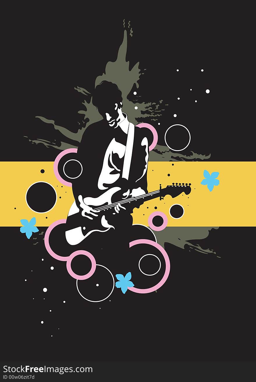 Illustration of a man playing guitar. Illustration of a man playing guitar