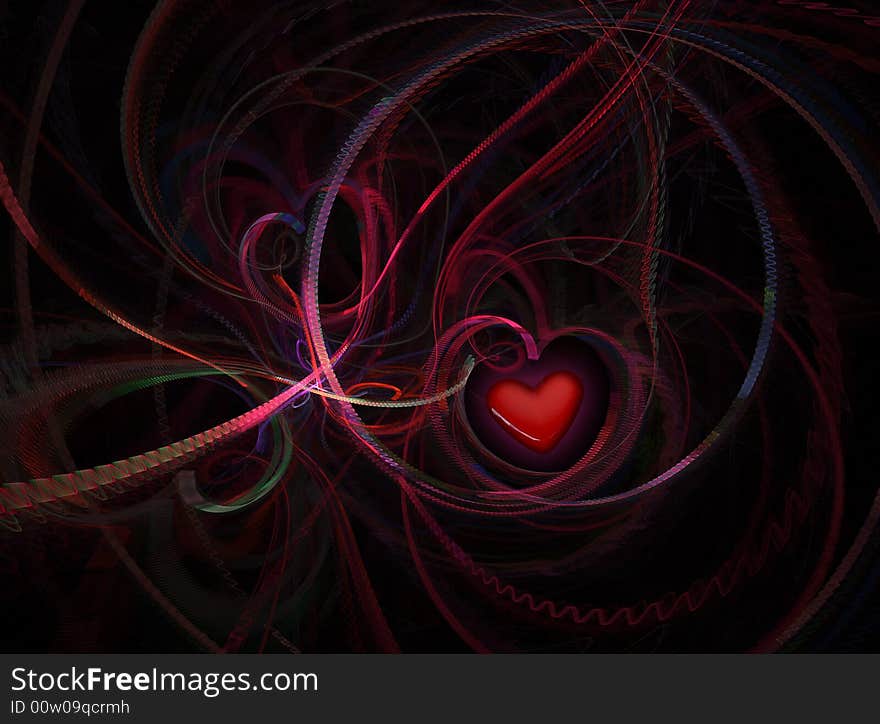 3d heart in the hole - fractal composition -. 3d heart in the hole - fractal composition -