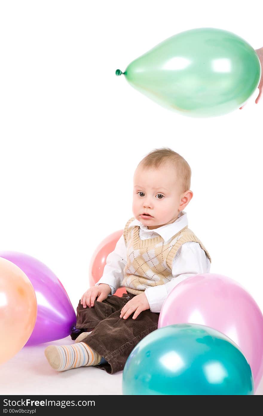 Small boy with colorful balloons. Small boy with colorful balloons