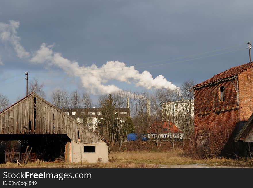 A view at an old industrial area. A view at an old industrial area.