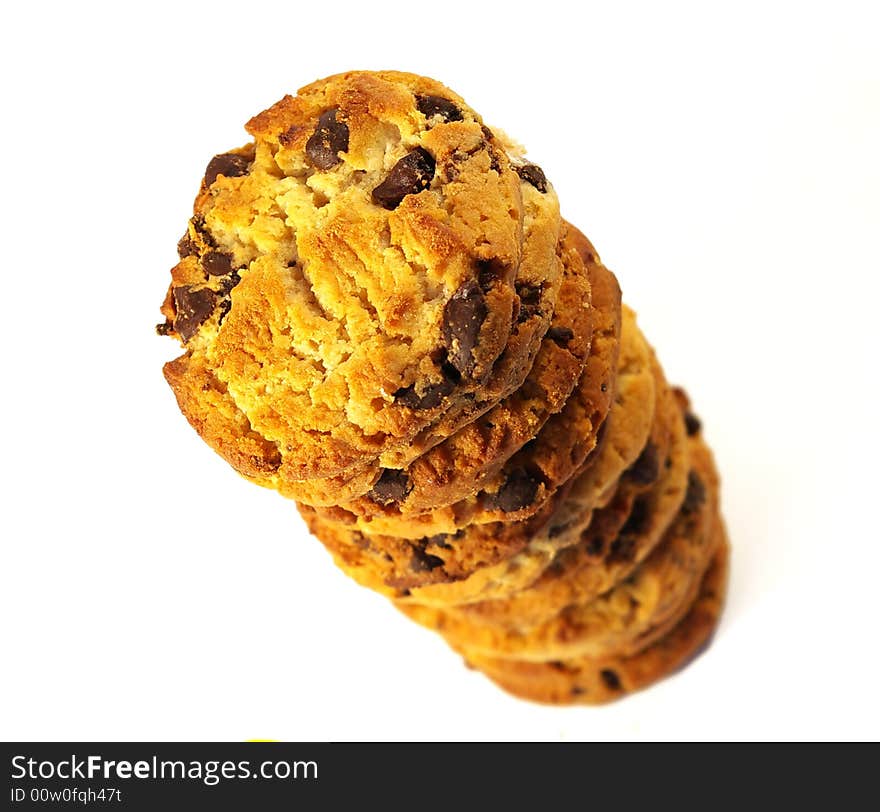 Cookies with chocolate isolated on a white background