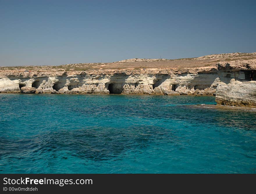 Cliffs and the Mediterranean sea at Cape Greko, Cyprus.