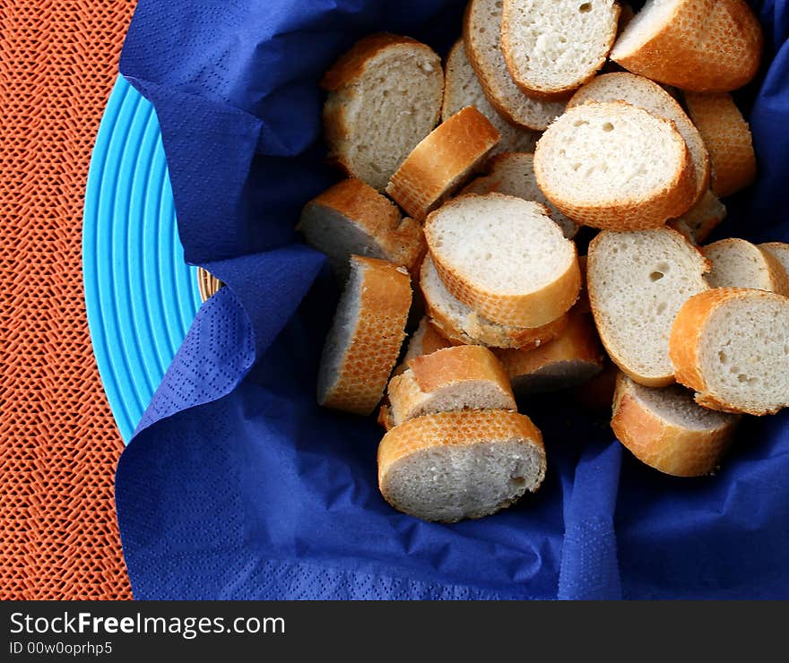 Bread slices in a basket