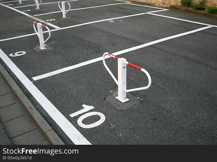 Parking lot with lines and numbers