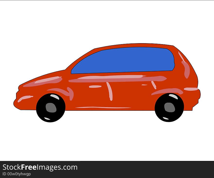 Illustration of the red car on a white background. Illustration of the red car on a white background