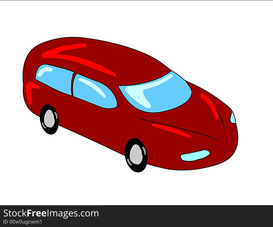 Illustration of the red car on a white background. Illustration of the red car on a white background