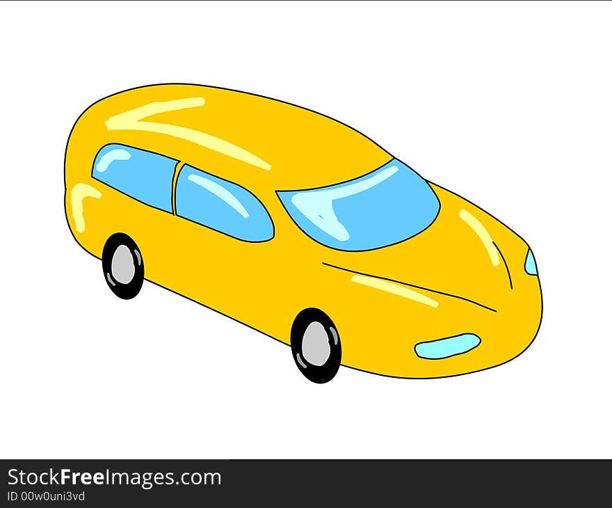 Illustration of the yellow car on a white background. Illustration of the yellow car on a white background