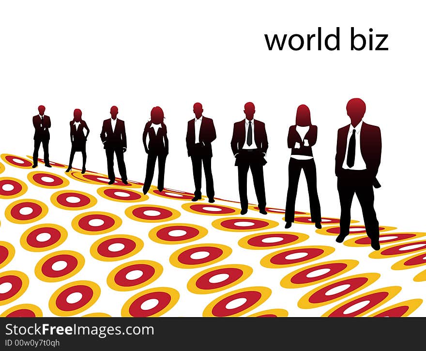 Illustration of business people... world biz