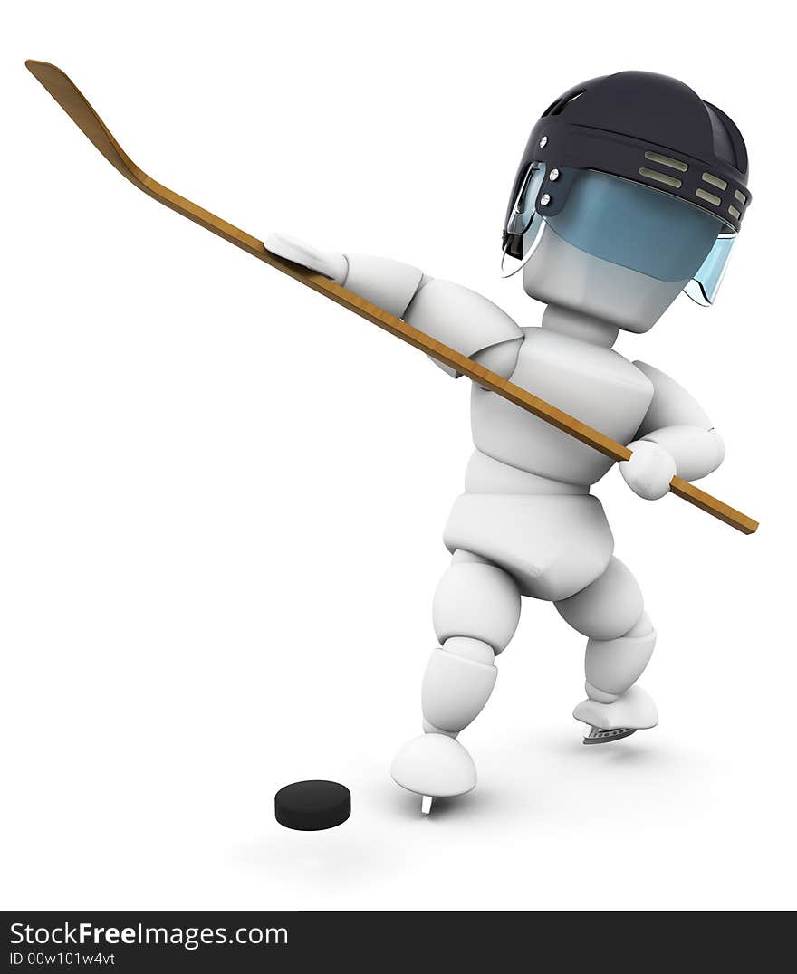 3D render of an ice hockey player