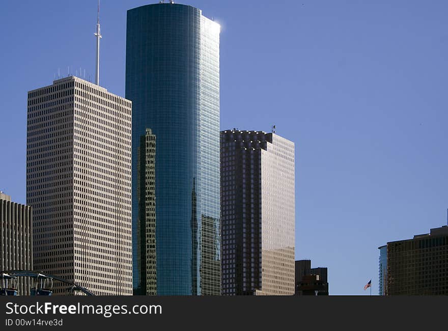 The downtown skyline on a clear sunny day