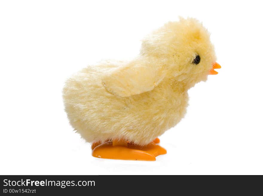 Yellow chicken on the white isolated background