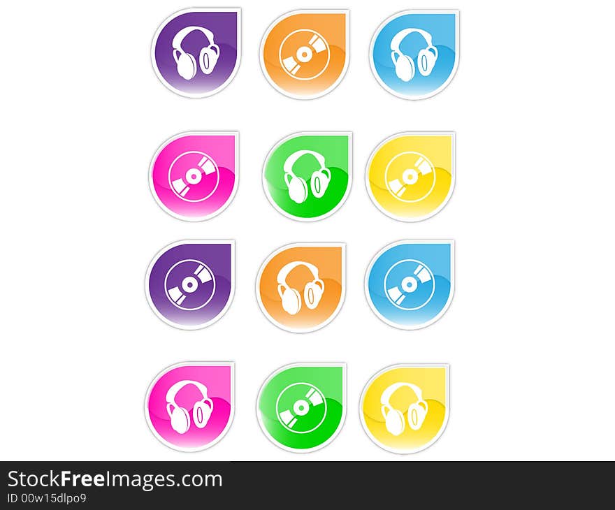 Icon set with cds and phones