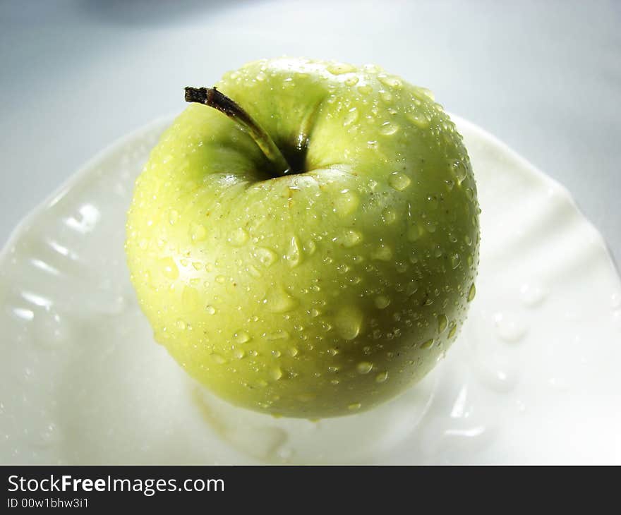 Fresh green apple on white 3