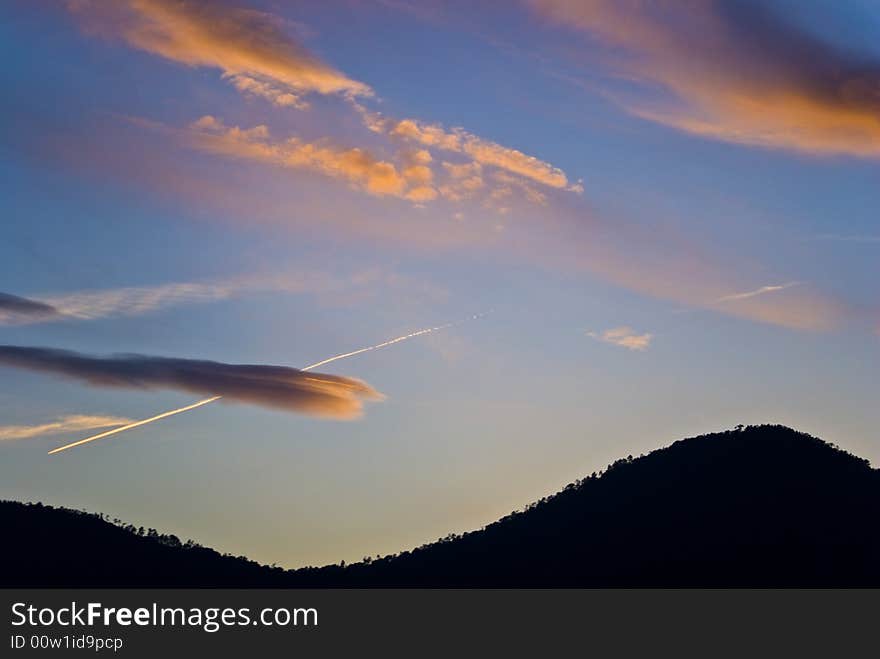 Beautiful colored clouds during the sunset in theoule provence -fr-. Beautiful colored clouds during the sunset in theoule provence -fr-