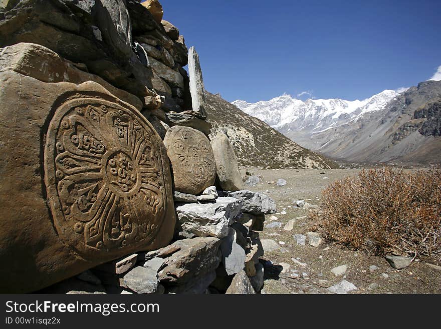 Tibetan mani prayer stones, annapurna