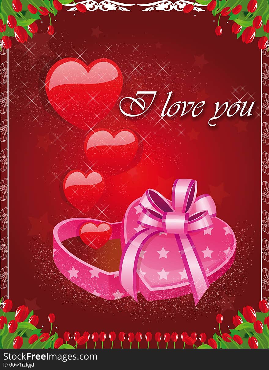 Illustration of a card for Saint Valentine. Illustration of a card for Saint Valentine