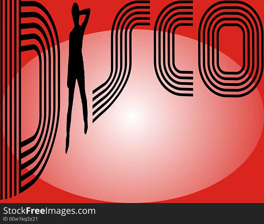 Disco - illustration - red background. Disco - illustration - red background