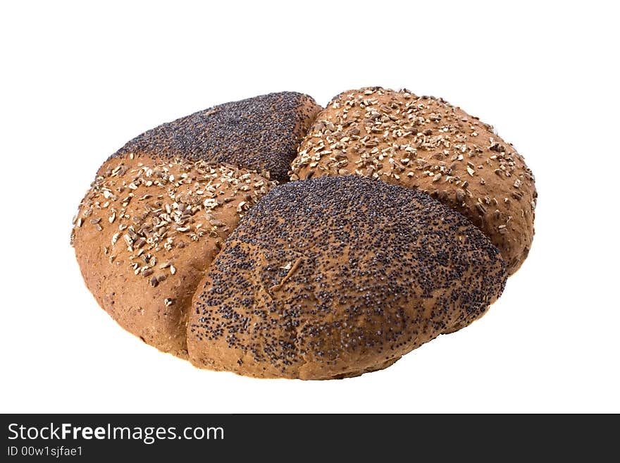 A freshly baked poppy and wholegrain round bread. A freshly baked poppy and wholegrain round bread.