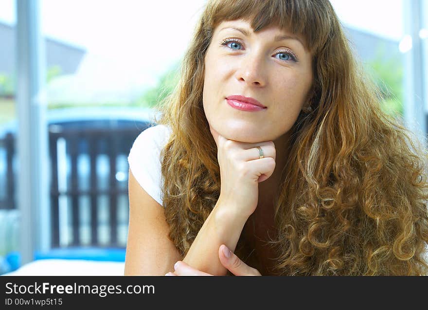 High key portrait of nice young gorgeous woman. High key portrait of nice young gorgeous woman