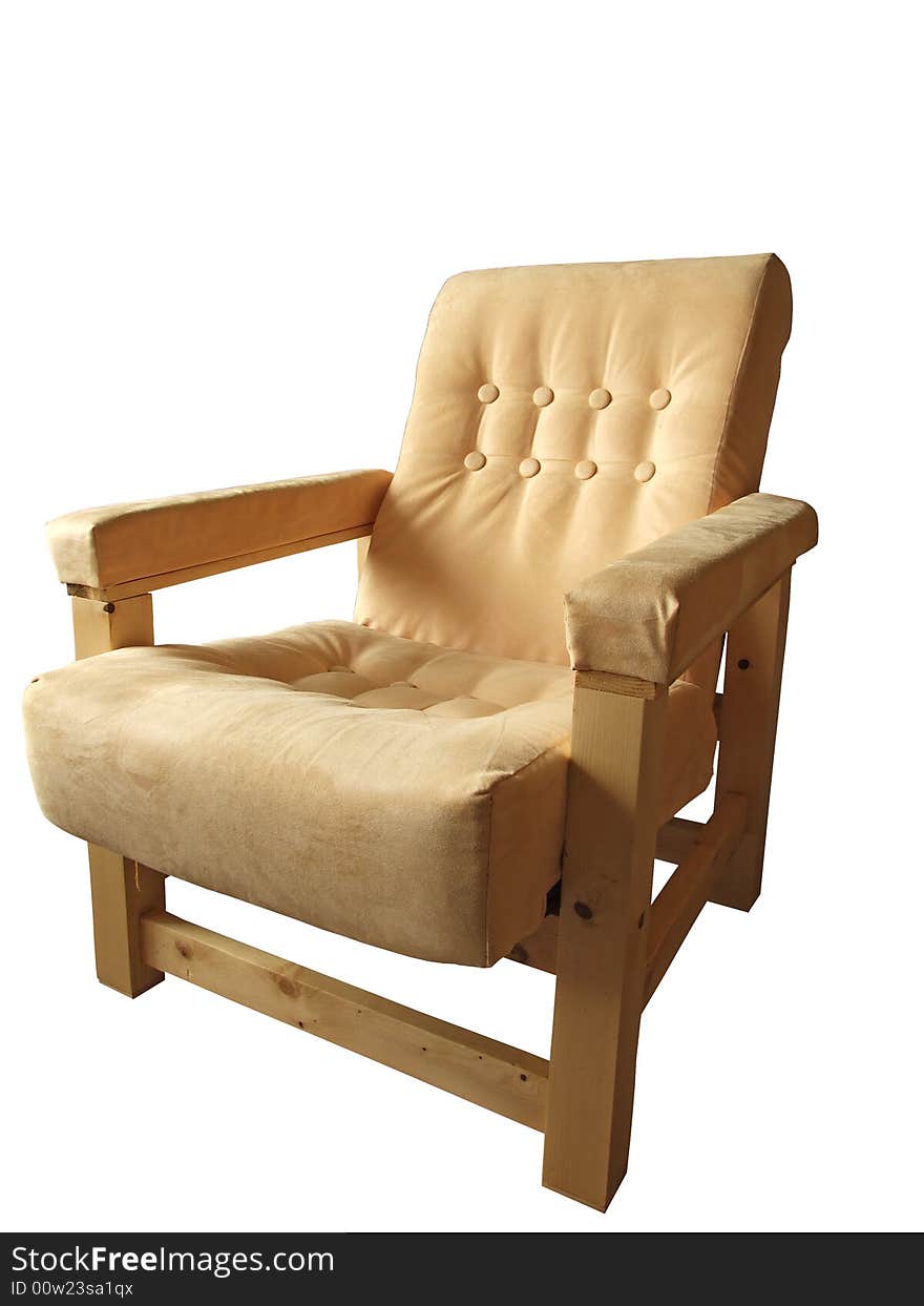 Yellow chair, isolated with clipping path