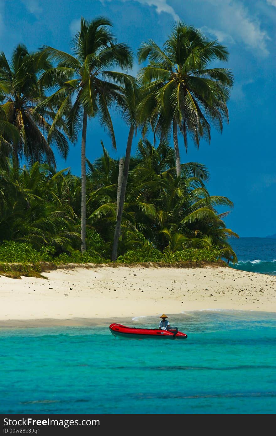 Paradisiac beach with indo dinghy, mentawai, indonesia. Paradisiac beach with indo dinghy, mentawai, indonesia