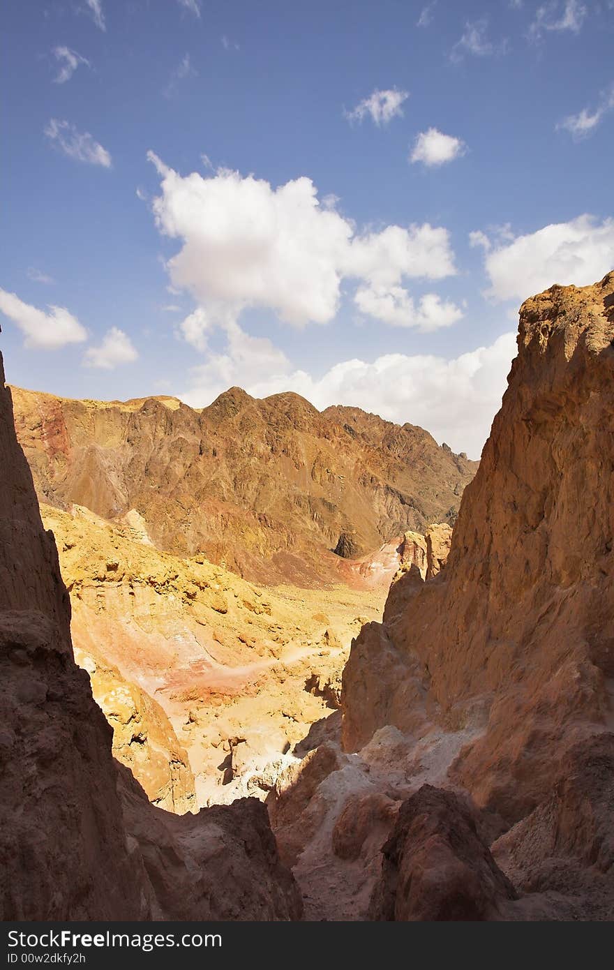 Columns Amram in stone desert near Red sea