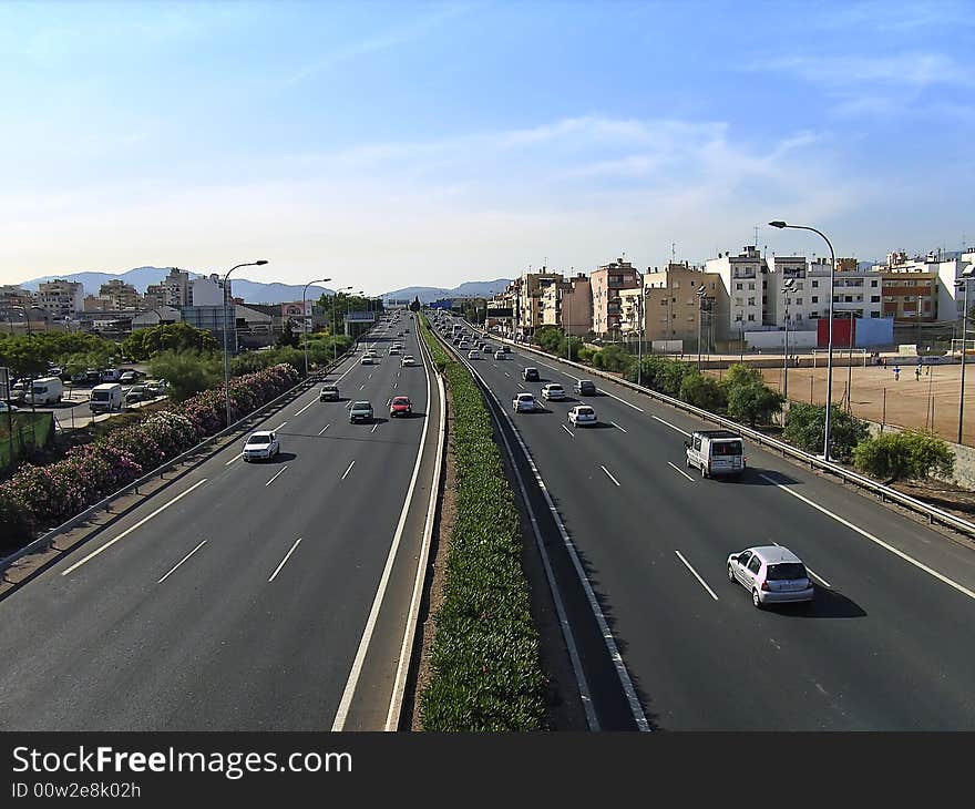 Highway in Majorca with little car traffic. Highway in Majorca with little car traffic