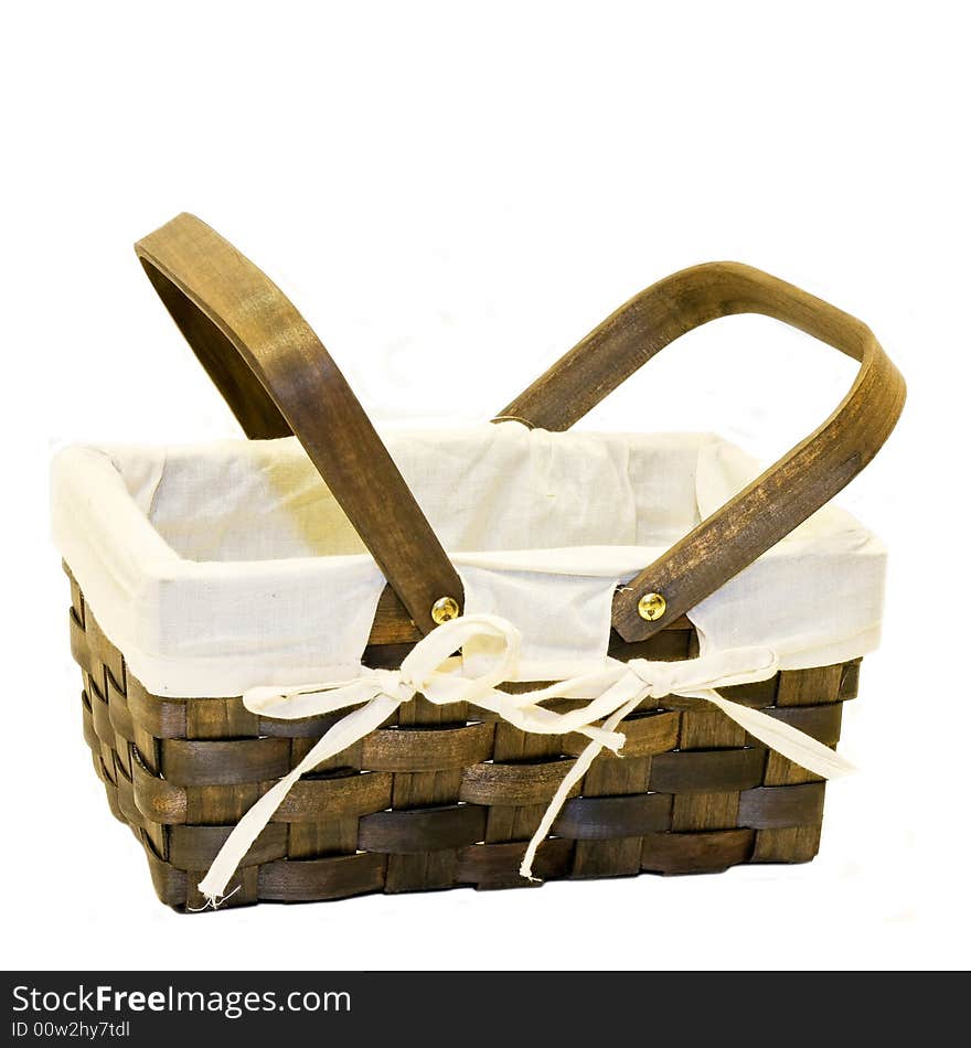 Big picnic basket made from rattan isolated