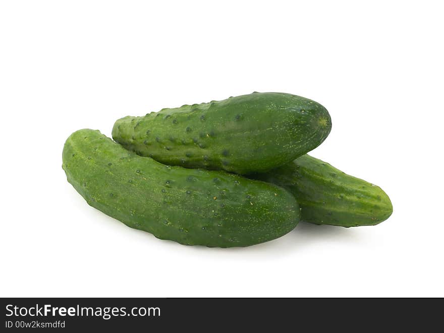 Fresh cucumbers isolated on white without shadow