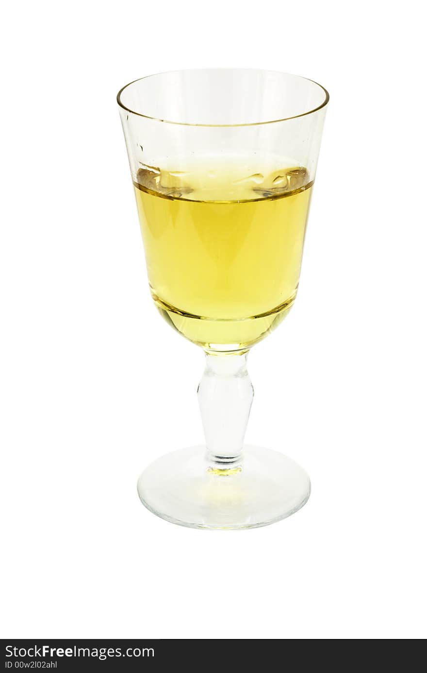 A glass of white wine isolated on white background