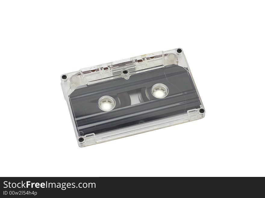 Audio cassette isolated on white without shadow