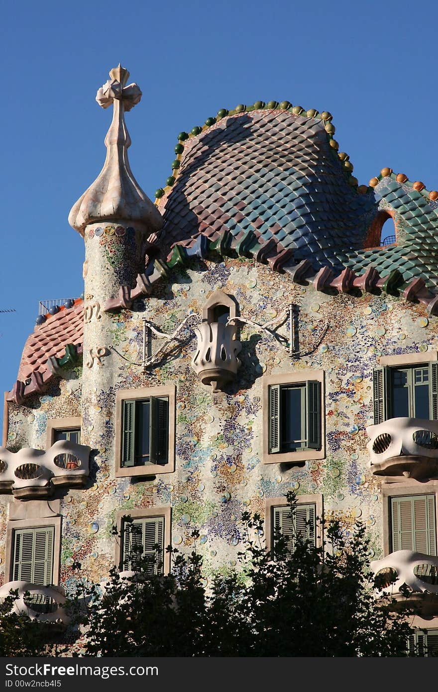 One of Gaudi's houses in Barcelona. One of Gaudi's houses in Barcelona