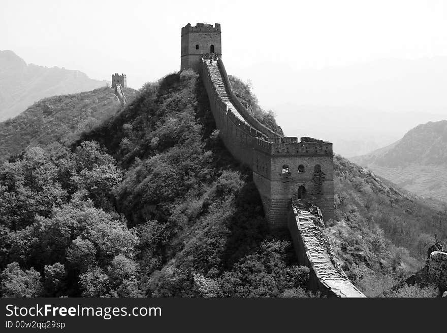 Great Wall of China, Simatai section Black and White. Great Wall of China, Simatai section Black and White