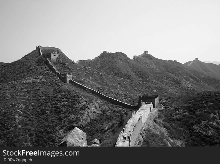 Great Wall of China, Simatai section Black and White. Great Wall of China, Simatai section Black and White