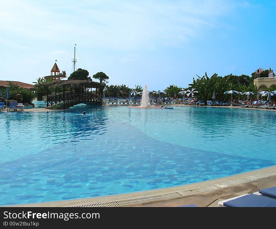 Hot summer day in the swimming pool