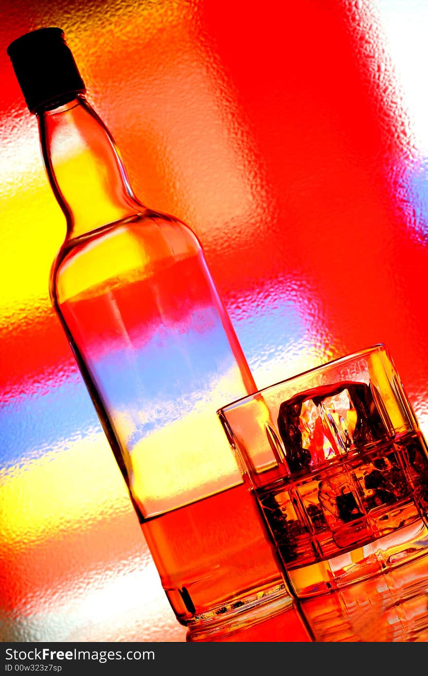 Whiskey Bottle & Glass Abstract