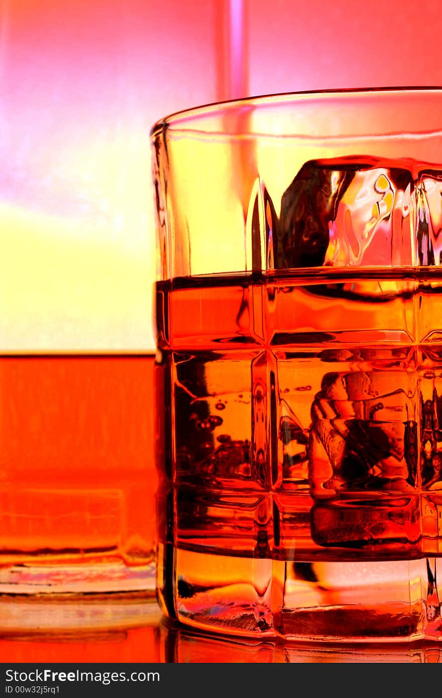 Whiskey Bottle and Glass Abstract