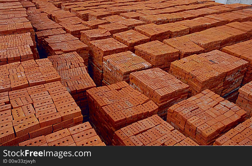 Rick-red bricks for building