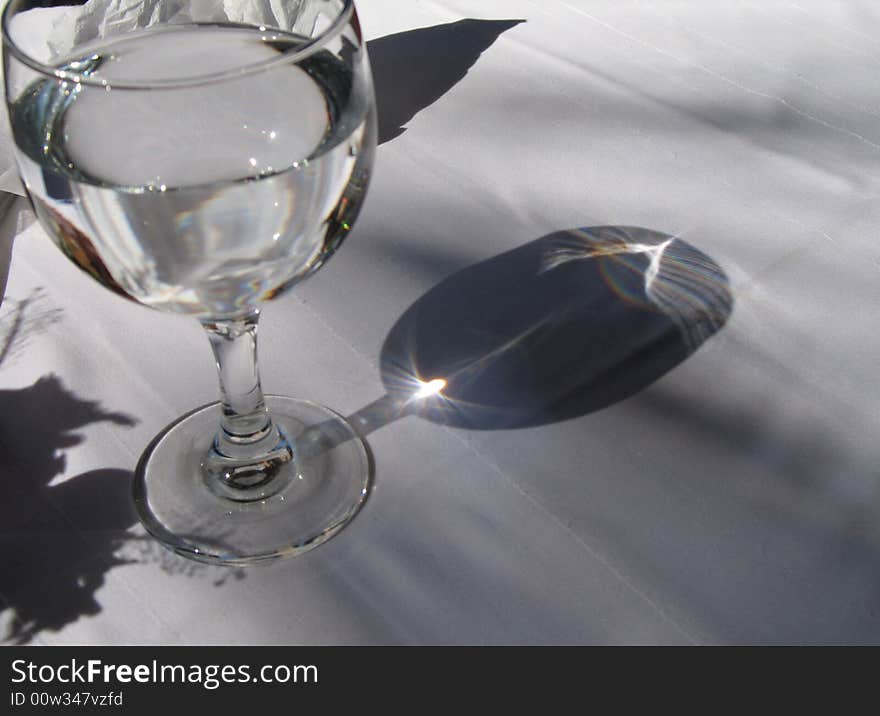 Water glass on a table