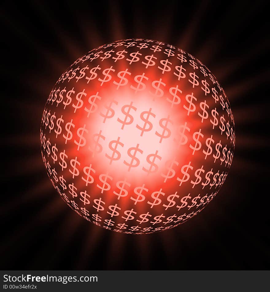 Dollar symbol abstract in shape of ball. Dollar symbol abstract in shape of ball